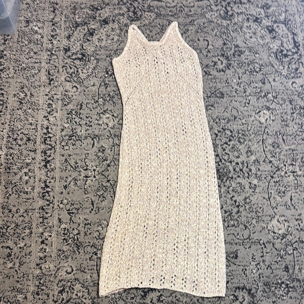 Hudson Cream crochet Knit midi Dress